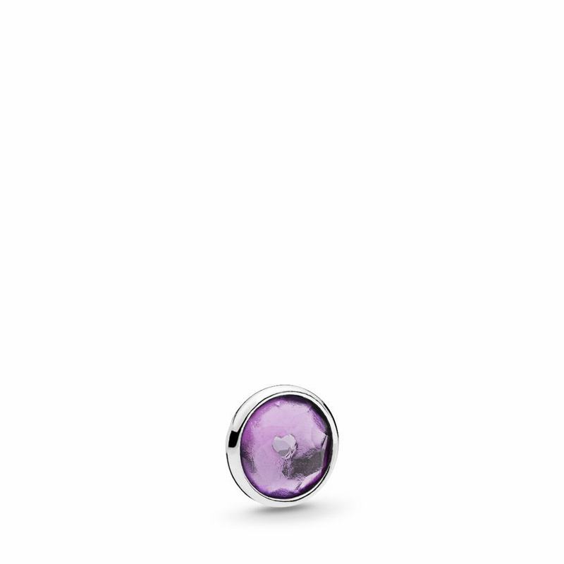 Pandora February Droplet Petite Locket Charm Ireland - Sterling Silver/Synthetic Amethyst - 478106SX